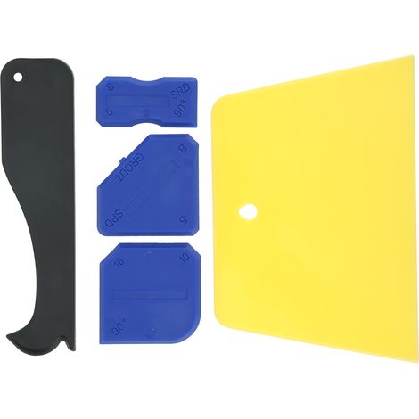 Kit de 5 pièces pour mastic plastique : raclette, spatule, outil de couture et d'embellissement pour joints de moulures et de coulis. (1/5)