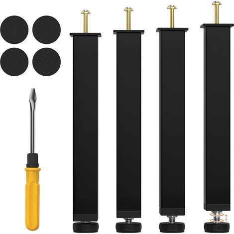 4 Stück – Bettbeine – Lattenrost – Höhenverstellbar 30–32 cm – Stahlblech – Für Bettgestell und Sofa – Schwarz – 30 x 30 cm (1/5)