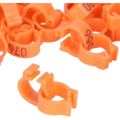 Bagues pour Pigeons avec Numéro d'Identification - Anneaux de Pied Réutilisables pour 100 Pigeons - Orange (1/4)