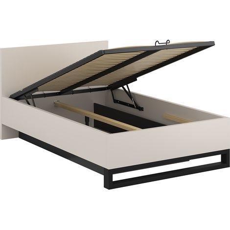 Lit coffre 140x200 sommier inclus Eden Cachemire et Noir (1/5)