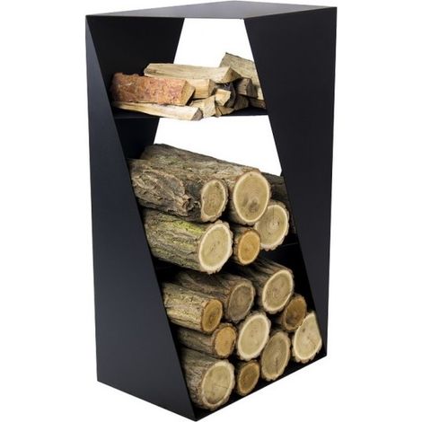 Range bûches rectangulaire 3 compartiments en acier noir – Dimensions 45x30x80 cm – Capacité 60 bûches – Fabrication européenne – Farmcook (1/5)