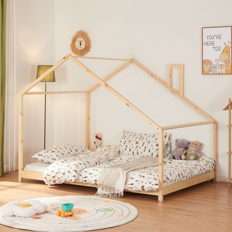 Hausbett Siuntio 140x200cm Kiefernholz Natur [en.casa]