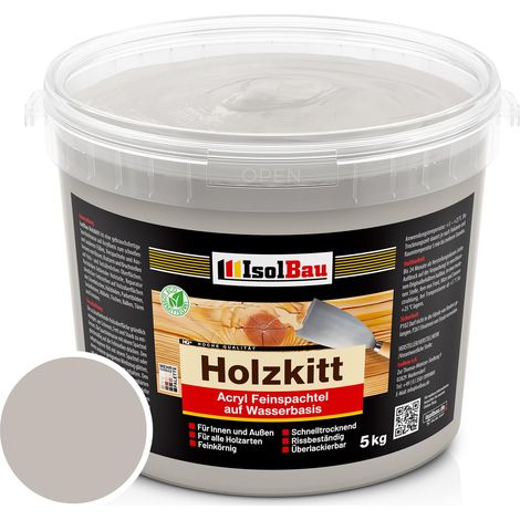 Holzkitt Spachtelmasse Holzspachtelmasse Außen Innen 5 kg Grau ( Nr. 21 ) (1/5)