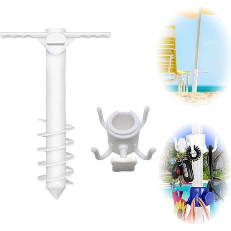 Pied de parasol, Parapluie de Ancre de Sable Support en avec Support Crochet de Suspension pour Patio Pelouse Jardin pour Toutes Les Parapluies 22-36mm (1/5)
