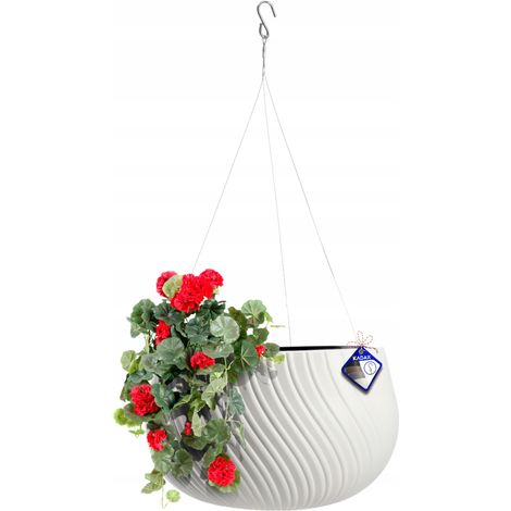 KADAX Hängetopf, Blumenampel mit Kette und Haken, Hängepflanztopf, 32 cm, Weiß