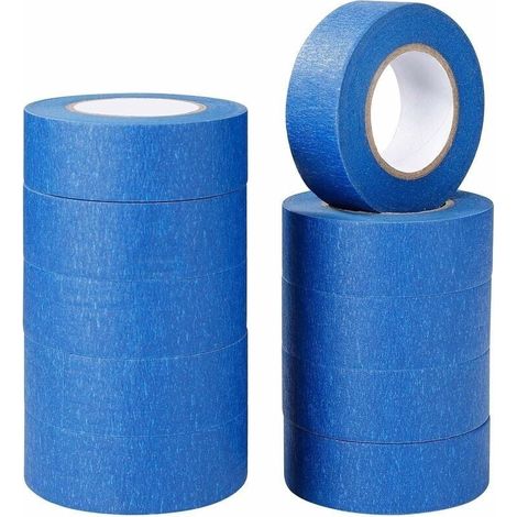 Ruban de masquage bleu ruban adhsif de peinture et de dcoration pour tiquettes, peinture au pistolet, peintres, travaux manuels 10 rouleaux 24 mm 20 m (1/5)