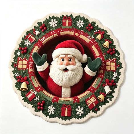 Tapis Rond de Noël Ø 80 cm, Effet 3D Trompe-l’Œil, Antidérapant et Résistant, Tapis Décoratif pour Entrée, Maison, Jardin, Terrasse et Salon (1/5)