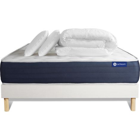 Pack Colchón blanco látex y espuma viscoelástica 140 x 190