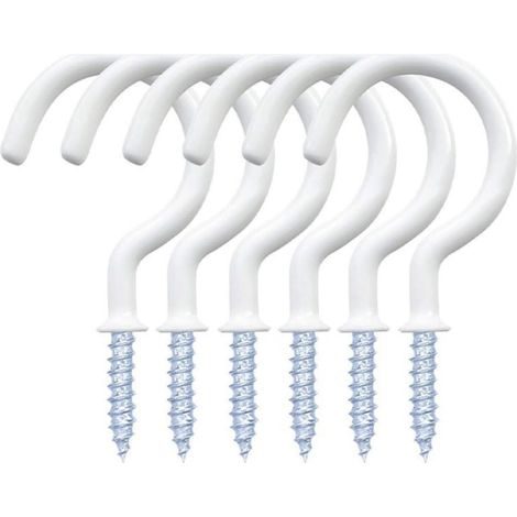 Lot de 12 crochets à vis, crochets de plafond en forme de tasse, support mural robuste en plastique pour plantes suspendues (7,3 cm, blanc)