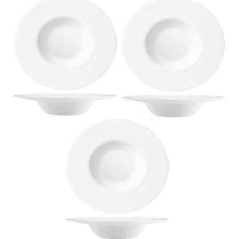 Set 6 Piatti Risotto Gourmet Grangusto 27 cm a cappello di prete Vetro Antiurto bianco professionale o domestico tavola elegante hotel ristoranti (1/5)