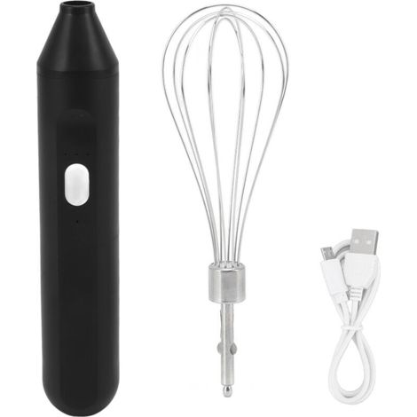 Batteur à Oeufs électrique, Batterie 1200 MAh, Batteur à Main sans Fil Rechargeable USB 3 Vitesses pour la Fabrication du café (Noir)