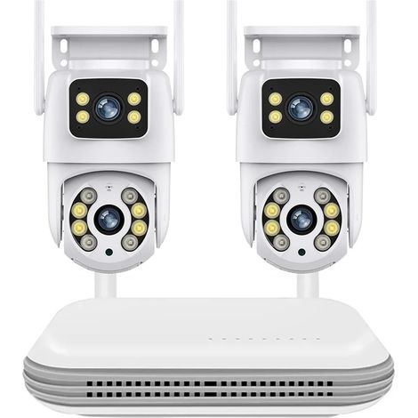 Système de Surveillance WiFi à Double Objectif PTZ avec caméra de sécurité Audio bidirectionnelle et kit de vidéosurveillance NVR 8 canaux(1T,NVR add 2PCS A31) (1/5)