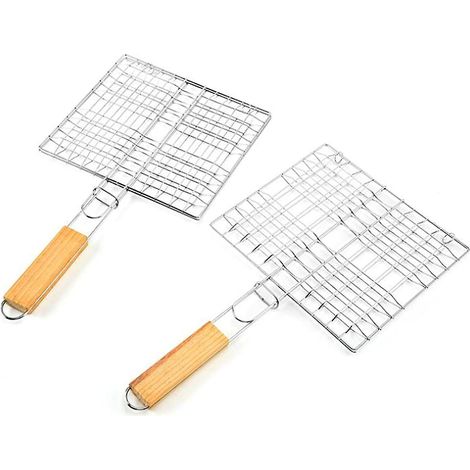 Tragbares Grillset aus Edelstahl – inklusive 2 Grillkörben für Steaks und Fleisch (1/5)