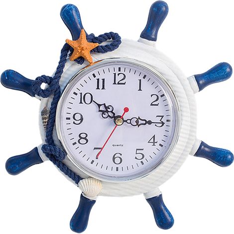 Horloge Murale Rondelle - Design Roue De Barre Marine - Silencieuse - Pour Salle De Séjour Cuisine Chambre - 1 Pièce (1/5)