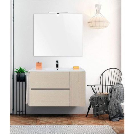 MUEBLE DE BAÑO ECONOMICO GEA CON LAVABO, ESPEJO, Y TOALLERO EN CREMA 60CM