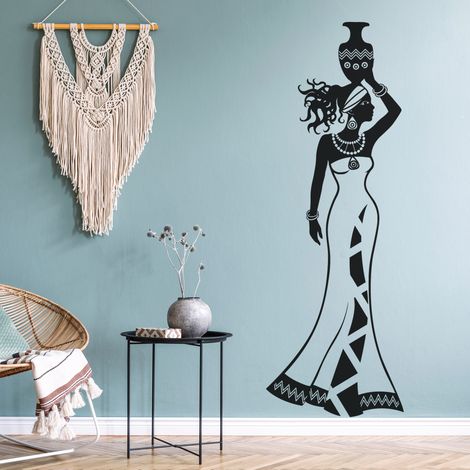 Sticker Mural - Femme africaine - 207x609 cm - Noir (1/3)