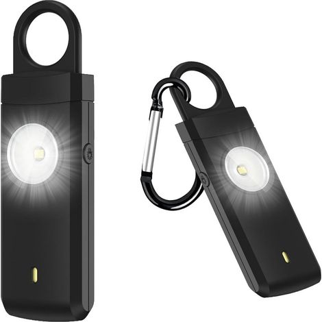 allarme personale da 135 dB, luce LED lampeggiante, batteria ricaricabile tramite USB-C, sicurezza per donne (1/5)
