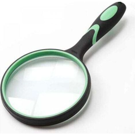 Pair Loupe de lecture portable 5x pour personnes âgées et enfants – Loupe en verre véritable 100 mm (4 pouces) pour lire des livres, des journaux, observer des insectes, etc., verte et noire