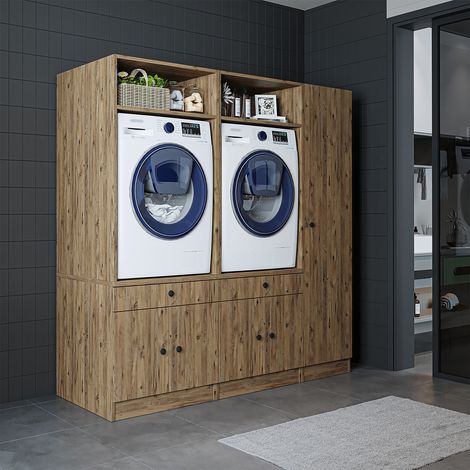 Roomart S1 Waschmaschinen-Schrankwand 179 cm, Eiche