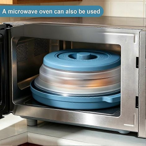 Microwave cache pour Food, Microwave Splatter cache avec Anti-Scald Tray, pliant Vented Microwave Plaque cache (1/5)
