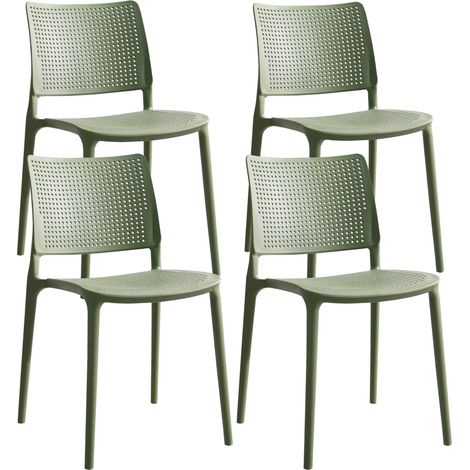 Lot de 4 chaises de terrasse vert cactus en plastique