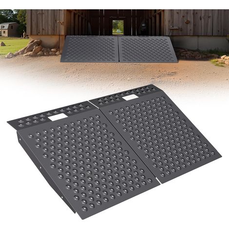 Rampe de Remise 74 cm x 61 cm pour Tondeuse Autoportée et Matériel de Jardin – Capacité 680 kg Plaque Perforée Antidérapante pour ATV, Motos, Garages et Granges (2 pièce) (1/5)
