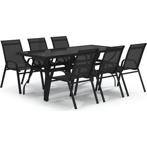 Maison Exclusive - 7-tlg. Garten-Essgruppe Schwarz