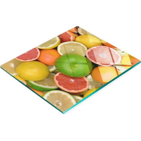 Tabla de cocina de vidrio duradera y elegante con estampado cítrico de 60x52 cm. (1/5)
