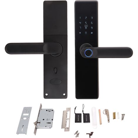 Serrure de porte intelligente WiFi, empreinte digitale, code, carte IC, clé, rechargeable, double pêne, numérique avec poignée, pour maison, TT Lock, 8 langues (1/5)