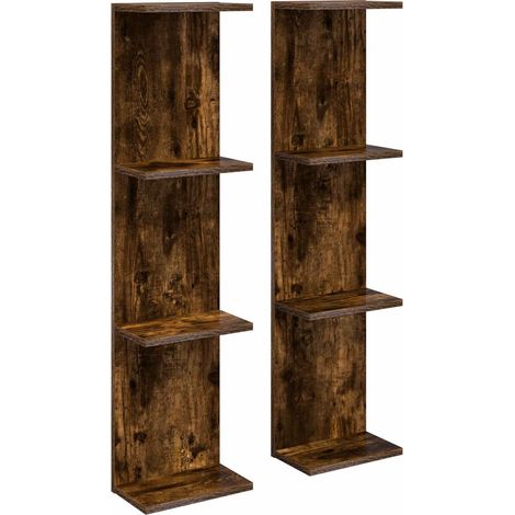 Estante de pared 2 uds. Roble Ahumado 25 x 15 x 100 cm vidaXL