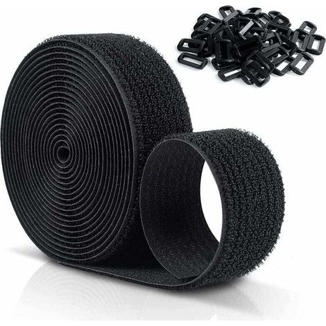 Sangles Velcro Réutilisables 10 Mètres Par 20 Millimètres Avec 50 Boucles En Plastique Réglables Pour Câbles (1/4)