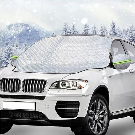 Couverture Pare Brise Voiture avec 2 Coques de Rétroviseurs, Protection Hivernale Pliable pour Voiture, Protection Contre la Neige et le Vent, 147x116cm (1/5)
