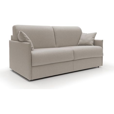 Evans Sofá cama convertible en tela impermeable 189 cm (mat. 160x197) Crema