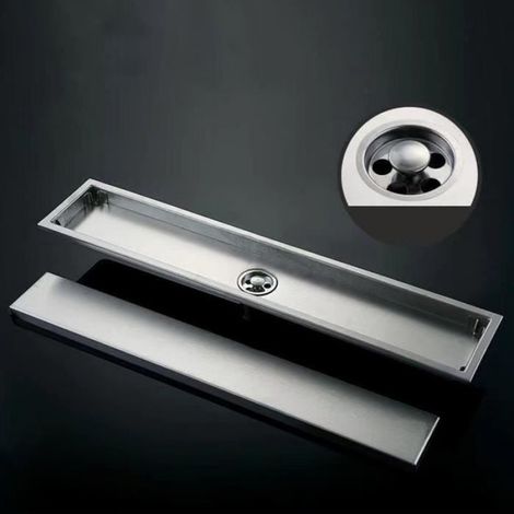 1 Caniveau de douche linéaire,Acier inoxydable 304,Filtre à cheveux amovible,Mécanisme anti-odeur,Salle de bain (1/4)