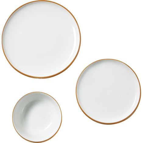 Mophorn Set di Stoviglie, 18 Pezzi per 6 Persone, Piatti e Ciotole Rotondi, Stoviglie in Ceramica Resistenti ai Graffi, Adatti per Lavastoviglie e Microonde, Ideali per Insalata, Zuppa , Bianco