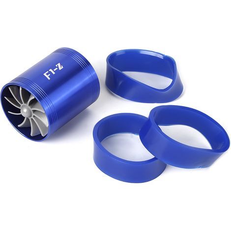 SUPERCHARGEUR TURBO D'ADMISSION D'AIR DOUBLE VENTILATEUR GAZ ÉCONOMISEUR DE CARBURANT F1Z AUTO ACCESSOIRE BLEU (1/5)