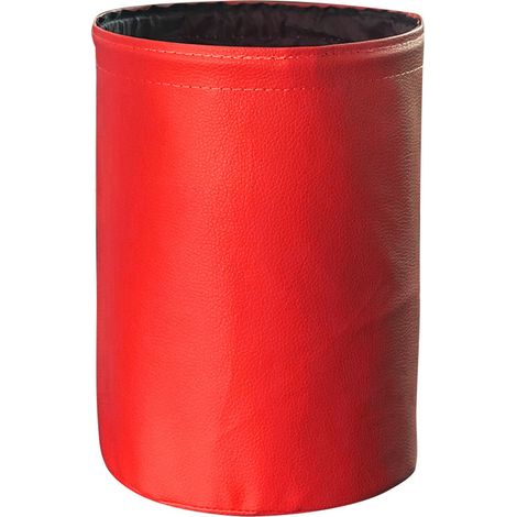 Poubelle de voiture pliable pop-up en cuir PU étanche avec sangle élastique, panier à ordures suspendu lavable double couche bordeaux pour véhicule (1/4)