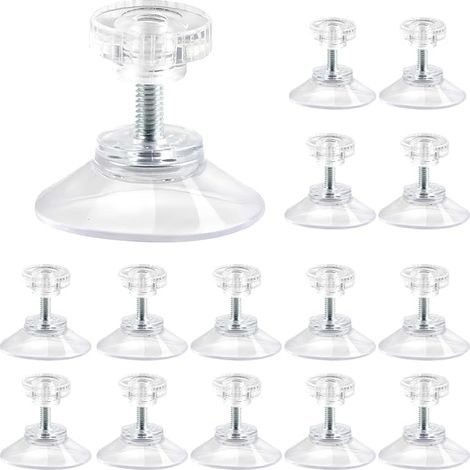 Ventouses transparentes en PVC avec filetage et écrou moleté, lot de 15, 40 mm, extra-fortes, idéales pour les fenêtres, la voiture, la cuisine, la salle de bain et les surfaces lisses. (1/5)