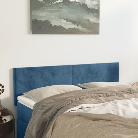 2 pcs Têtes de lit avec oreilles pour lit adulte, Tableau décoratif de chevet élégante Bleu foncé 72x5x78/88 cm Velours SDG61441 (1/5)