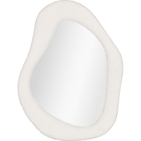 Specchio Bosa da parete con cornice in teddy bianco 46,5×61 cm