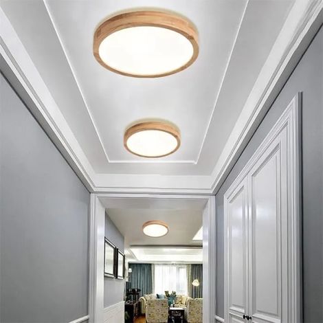 U-do 3pcs Plafonnier LED en Bois Moderne,24W Créatif Plafonnier Blanc Froid 6000K pour Salon Chambre Salle à manger,30cm (1/4)