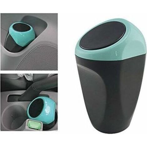 Mini poubelle de voiture peut en plastique des déchets poubelle 16x8CM poubelle conteneur de stockage pour l'intérieur de la voiture/bureau/maison(Poubelle Blue-Mini)