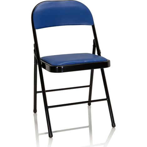 Chaise visiteur / Chaise de conférence / Pliante TUDELA Similicuir Bleu hjh OFFICE