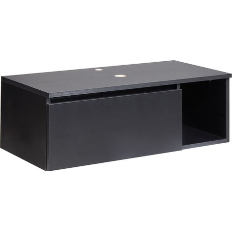 Mobile bagno sospeso a parete Fronte scanalato 2 ripiani 80 x 40 cm Nero Rupanco