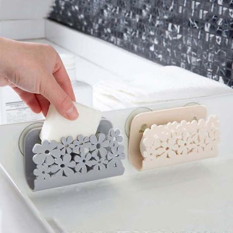 Égouttoir à vaisselle pour cuisine et salle de bain, porte-éponges à ventouses pour lavabo et toilettes, porte-torchons à ventouses, rangement pour savon (1/2)