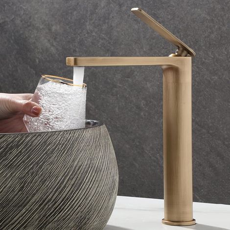Robinet de lavabo laiton surélevé monocommande pour lavabo (1/5)