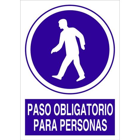 Señal poliestireno 210x148mm, paso obligatorio para personas.