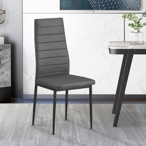 Chaise moderne grise en PU OSKAR ( lot de 4 ) (1/5)
