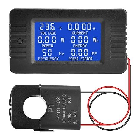 LCD Digital Ammeter Voltmeter AC 80-260V 100A, Power Meter 6-in-1 Home Electricity Meter Panel, Open Energy Meter CT Power Meter