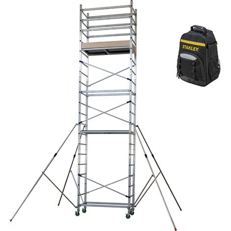 Echafaudage avec kit dénivelé - Hauteur travail max 6.90m - - Livré avec sac à dos - AL620-SAC (1/5)